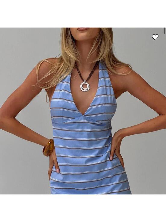 Princess Polly Dresses & Skirts - Princess Polly Rhomie Halter Mini Dress Blue Stripe